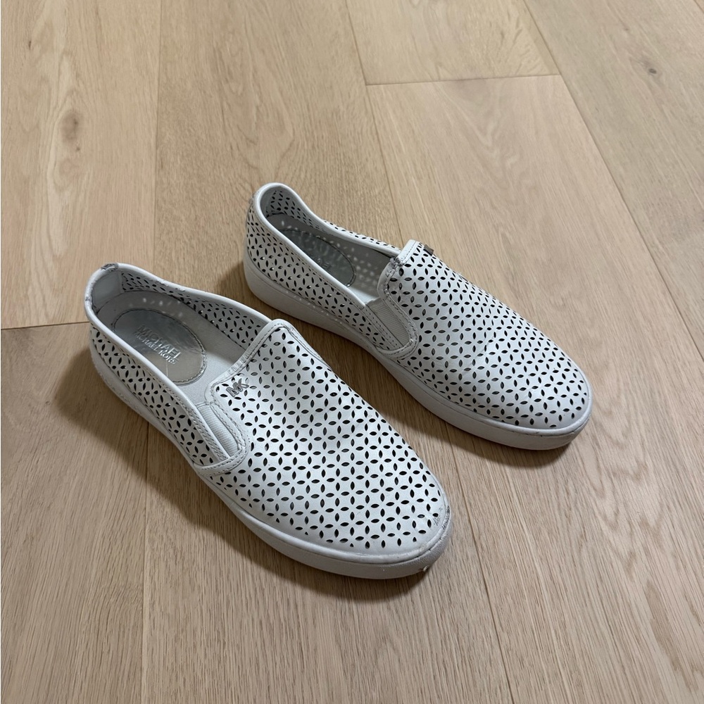 MICHAEL Michael Kors White Perforated Slip-Ons
